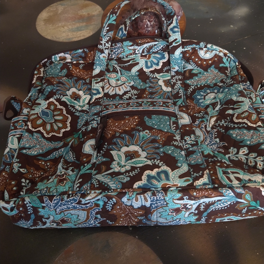Vera Bradley Laptop Bag - med/lg size - blue and brown paisley - missing strap